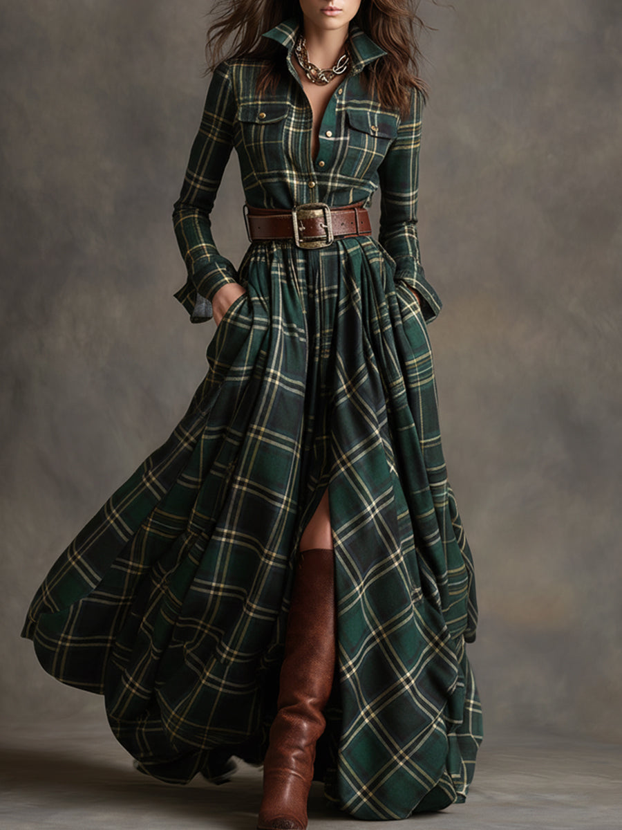 Giulietta - Vestido Camisa Maxi a Cuadros