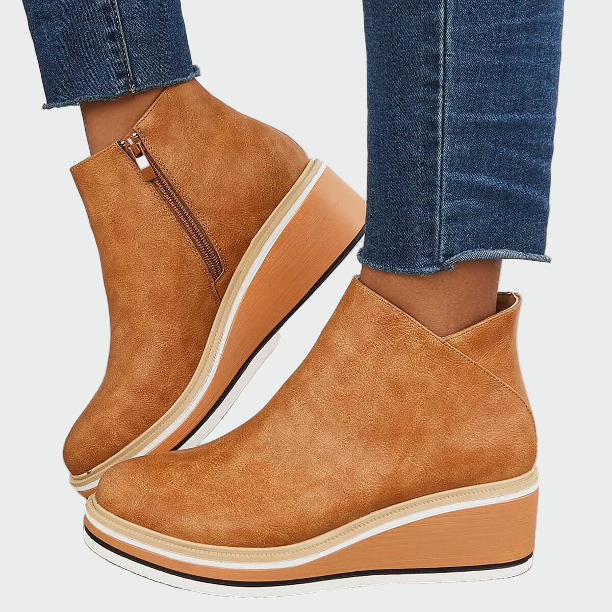 Rebeca | Botines de Cuero Ortopédicos Negros con Cuña