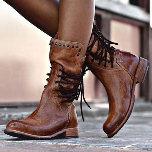Paula™ | Botas de cuero vintage con cordones