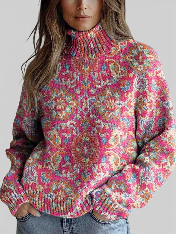 Claudia™ | Jersey floral de cuello alto