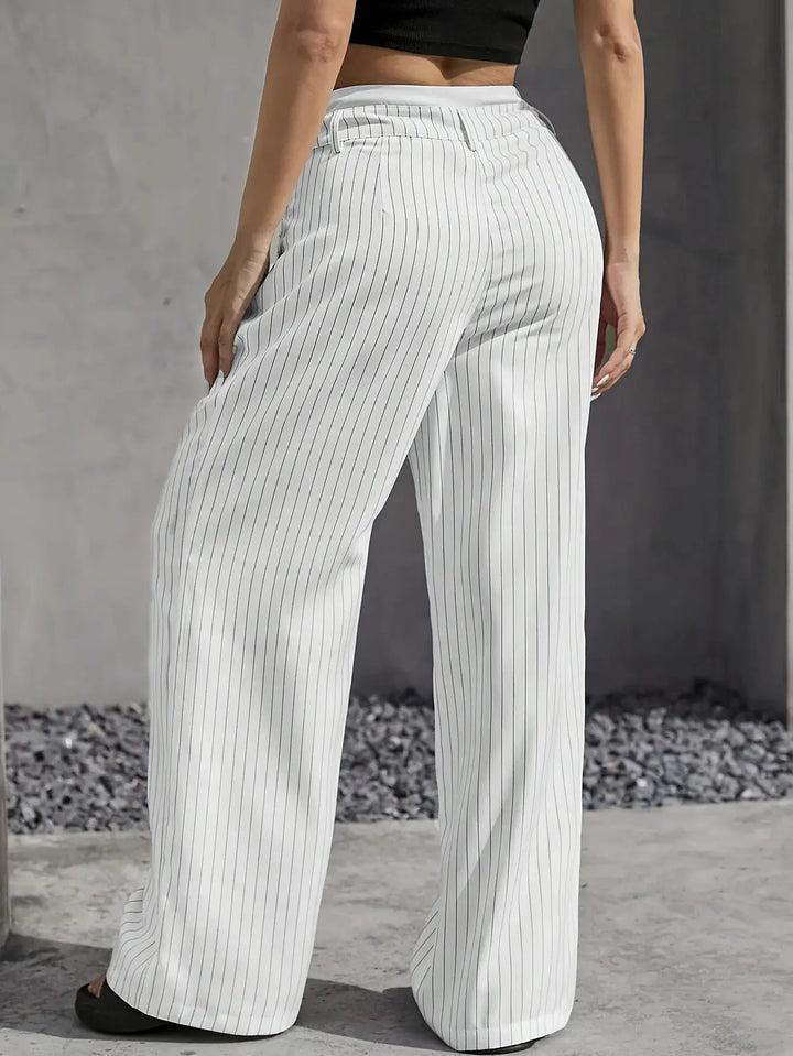 Lia | Spodnie w paski z wysokim stanem