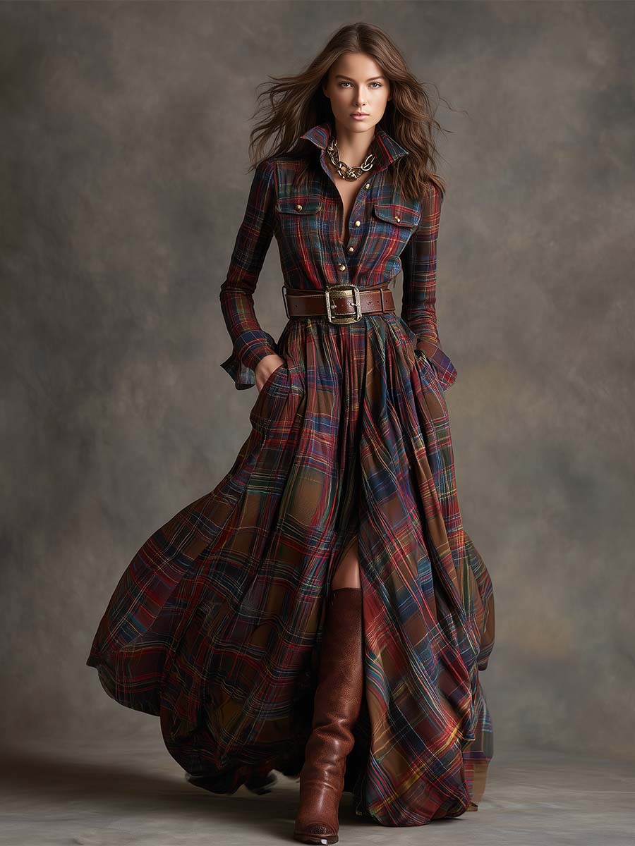 Giulietta - Vestido Camisa Maxi a Cuadros