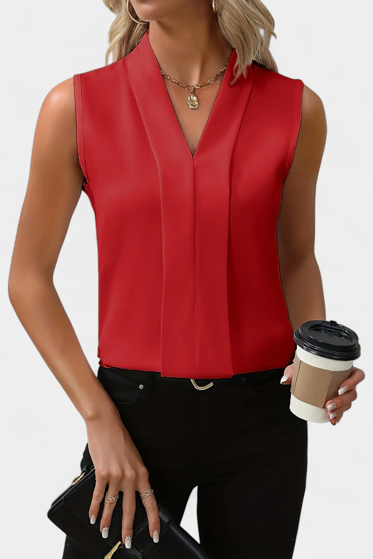 Blusa Sin Mangas Nele con Escote en V y Corte Fluido