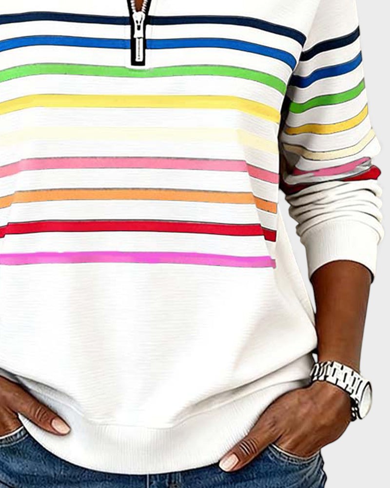 Raquel™ | Sudadera de rayas con media cremallera