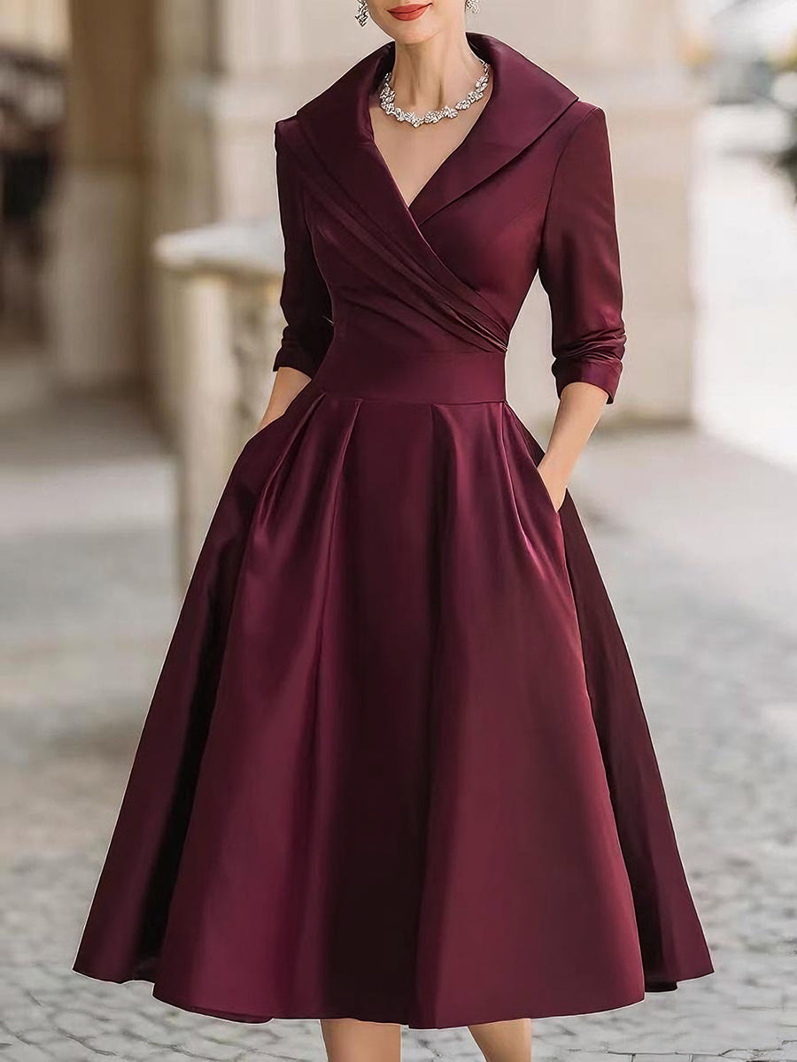 Dharmay | Elegante vestido midi de manga larga