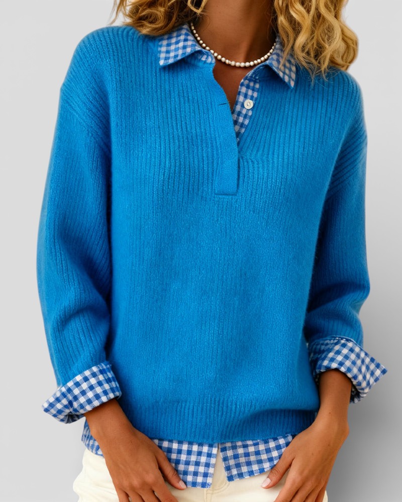 Alicia™ | Jersey de punto con detalle de cuadros