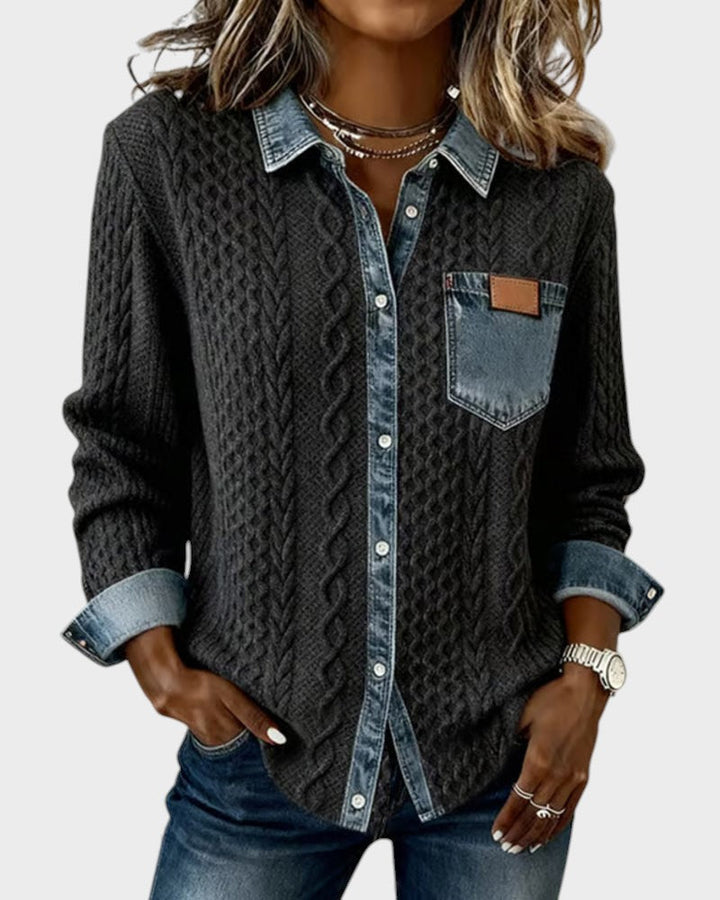 Adela™ | Camisa elegante con detalles denim