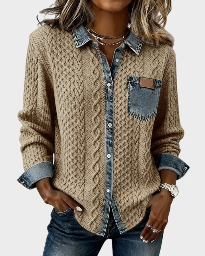 Adela™ | Camisa elegante con detalles denim