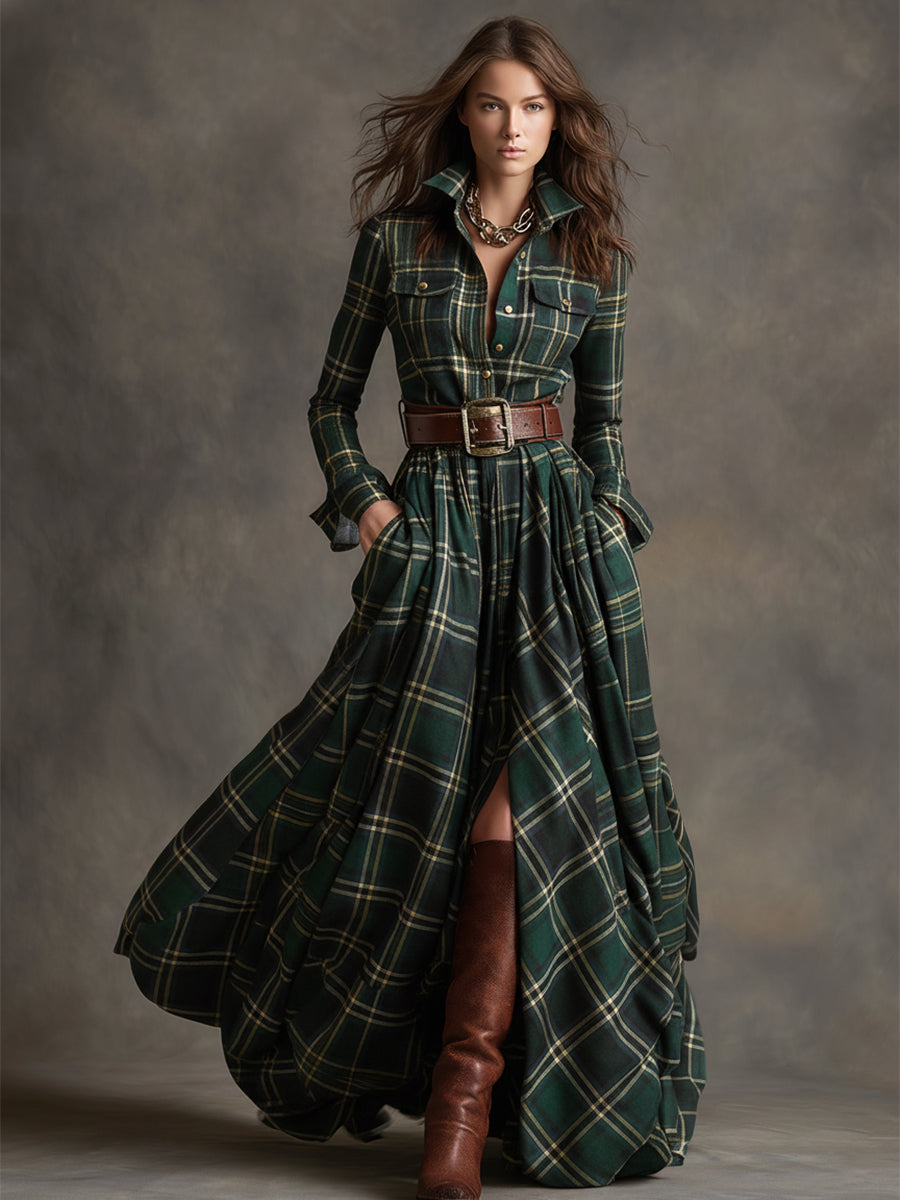 Giulietta - Vestido Camisa Maxi a Cuadros
