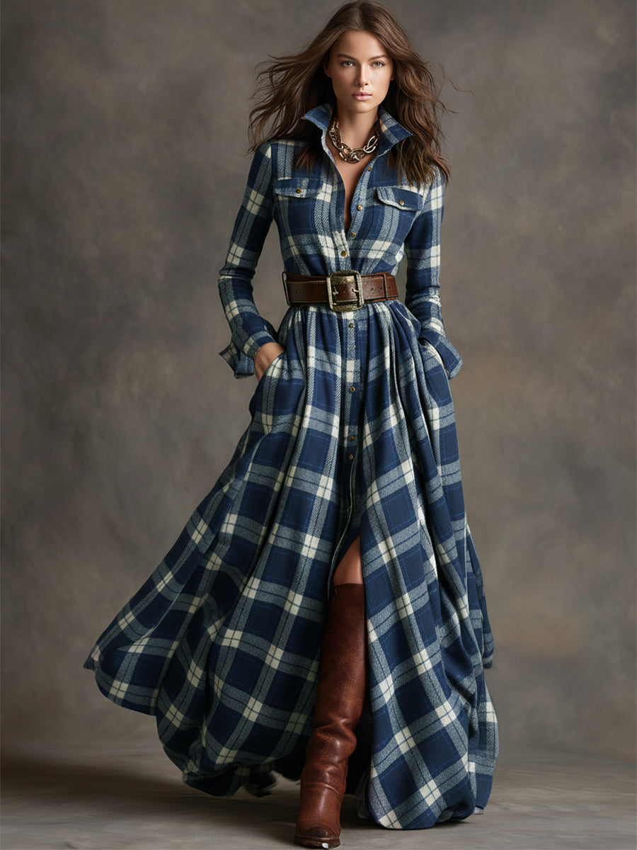 Giulietta - Vestido Camisa Maxi a Cuadros