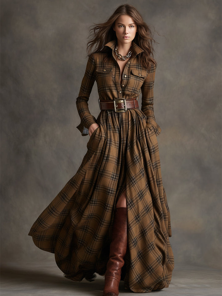 Giulietta - Vestido Camisa Maxi a Cuadros