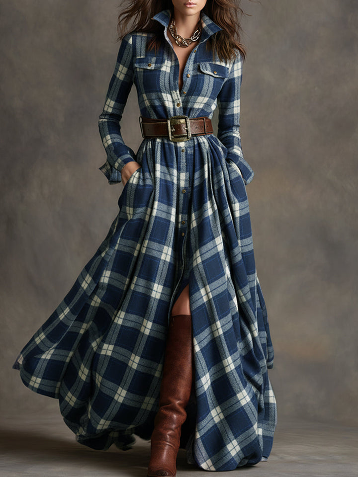 Giulietta - Vestido Camisa Maxi a Cuadros