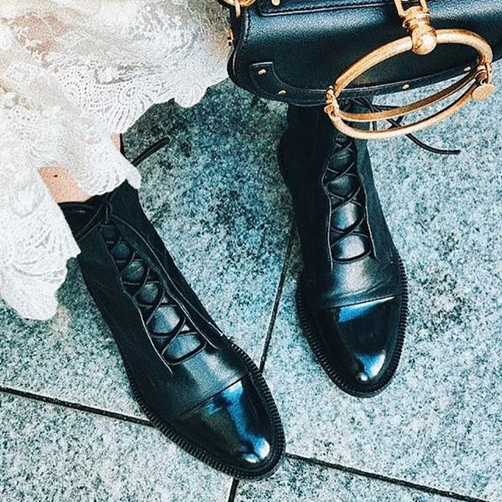 Gabriela | Botas De Cuero Sintético Negro