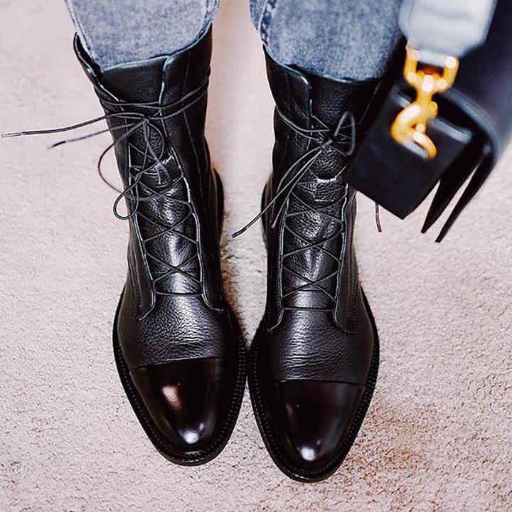 Gabriela | Botas De Cuero Sintético Negro