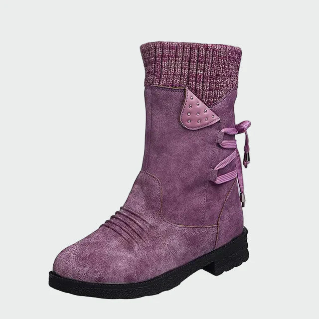 Victoria | Botines De Gamuza Azules Con Detalle Tricotado
