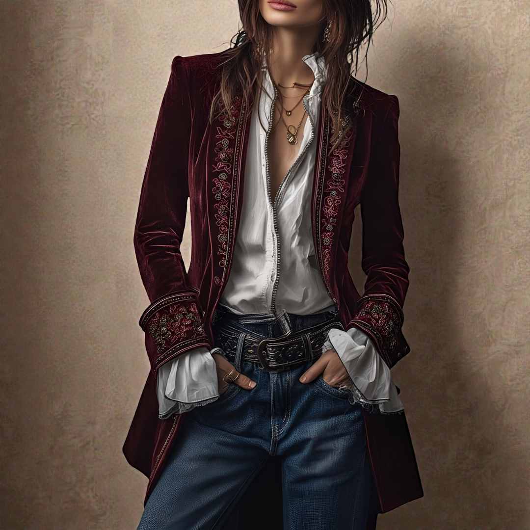 Nuria™ | Elegante Chaqueta de Terciopelo