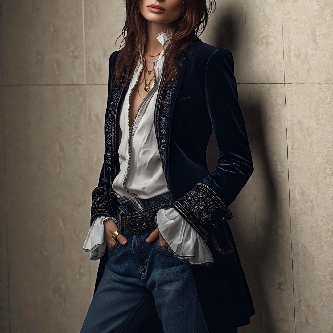 Nuria™ | Elegante Chaqueta de Terciopelo