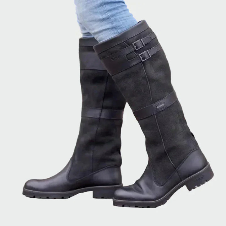 Laura | Botas Altas De Cuero Retro