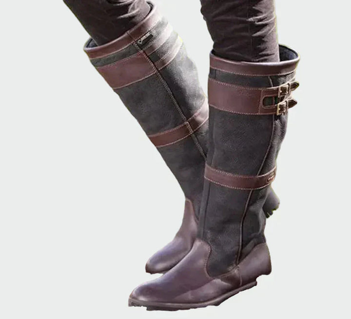Laura | Botas Altas De Cuero Retro