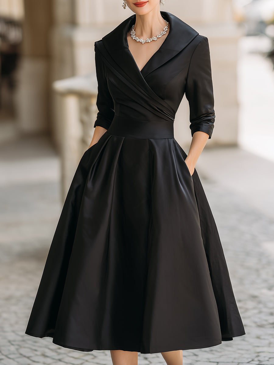 Dharmay | Elegante vestido midi de manga larga