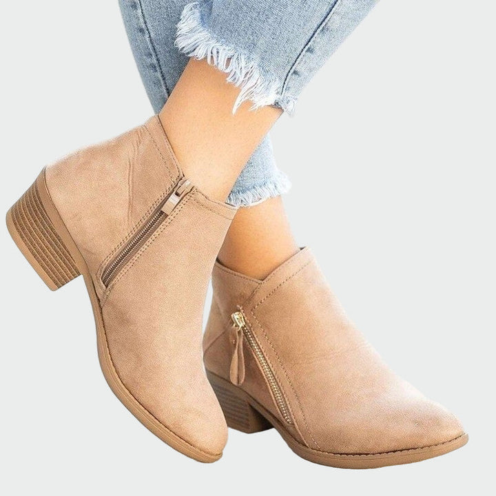 Claudia | Botas de cuero ortopédicas premium con tacón cómodo