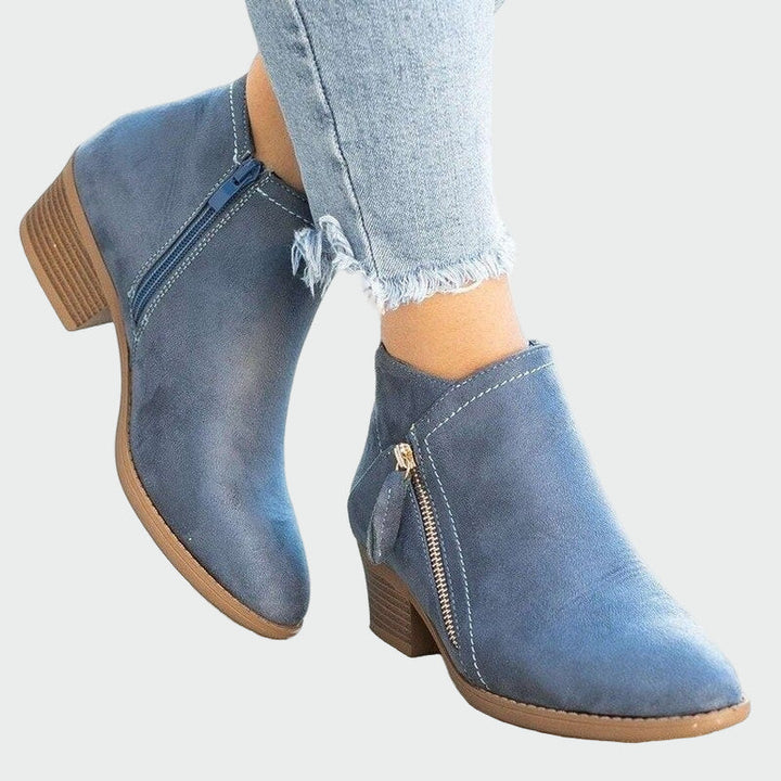 Claudia | Botas de cuero ortopédicas premium con tacón cómodo