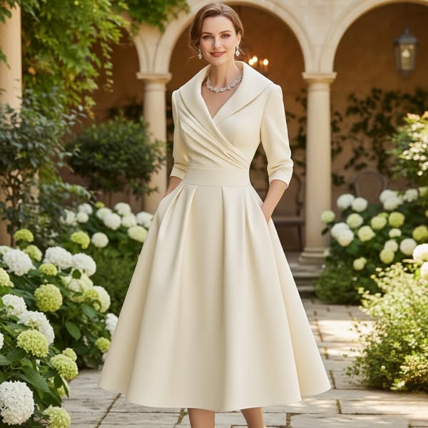Rosalie | Elegante vestido midi con un sutil brillo
